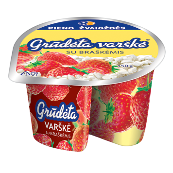 „Grūdėta” varškė su braškėmis