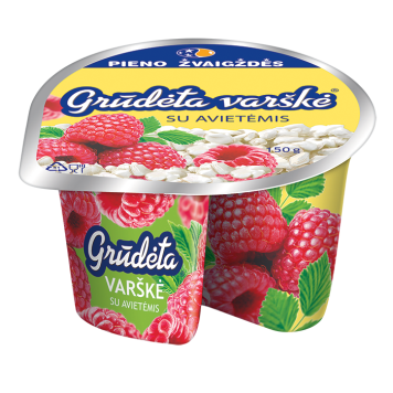 „Grūdėta” varškė su avietėmis