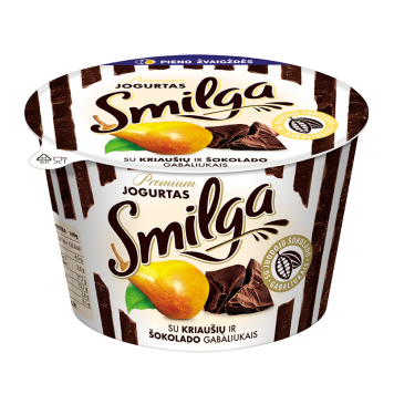 Jogurtas su kriaušių ir šokolado gabaliukais